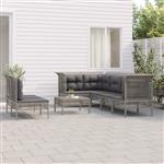 vidaXL 8-delige Loungeset met kussens poly rattan grijs