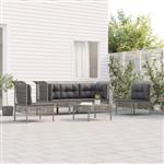 vidaXL 6-delige Loungeset met kussens poly rattan grijs