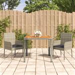 vidaXL 3-delige Tuinset met kussens poly rattan grijs