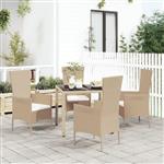 vidaXL 5-delige Tuinset met kussens poly rattan beige