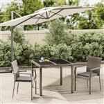 vidaXL 3-delige Tuinset met kussens poly rattan grijs