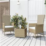 vidaXL 3-delige Loungeset poly rattan en staal beige