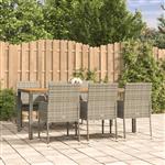 vidaXL 7-delige Tuinset met kussens poly rattan grijs