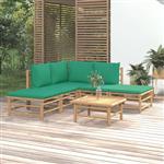 vidaXL 6-delige Loungeset met kussens bamboe groen