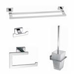 Toilet - badkamer accessoires vierkant chroom set 03