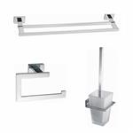 Toilet - badkamer accessoires vierkant chroom set 02