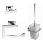 Toilet - badkamer accessoires vierkant chroom set 01