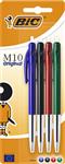 Balpen Bic M10 assorti medium blister - 4 Pennen