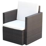 vidaXL Tuinstoel met kussens poly rattan bruin