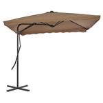 vidaXL Parasol met stalen paal 250x250 cm taupe