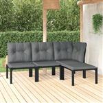 vidaXL 4-delige Loungeset poly rattan zwart en grijs