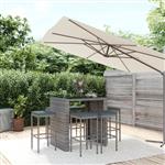 vidaXL 7-delige Tuinbarset met kussens poly rattan grijs