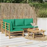 vidaXL 5-delige Loungeset met kussens bamboe groen