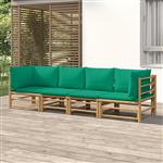 vidaXL 4-delige Loungeset met kussens bamboe groen