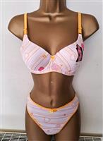 BH met String in Pasteloranje en Roze - B Cups