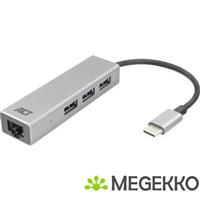 ACT USB-C Hub en Ethernet Adapter met USB-A