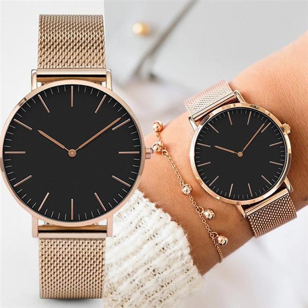 Grote foto minimalist watch for women luxury quartz clock mesh strap kleding dames horloges