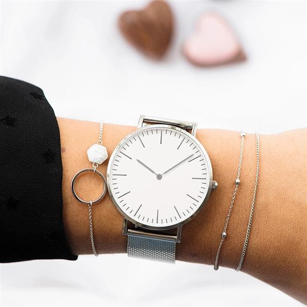 Grote foto minimalist watch for women luxury quartz clock mesh strap kleding dames horloges