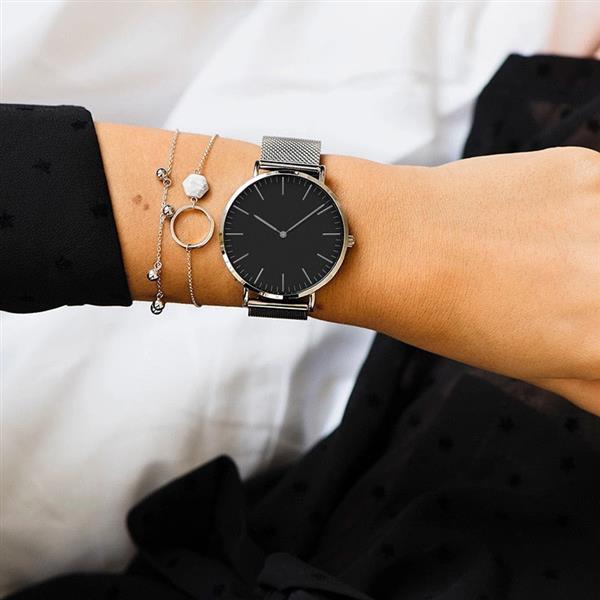 Grote foto minimalist watch for women luxury quartz clock mesh strap kleding dames horloges