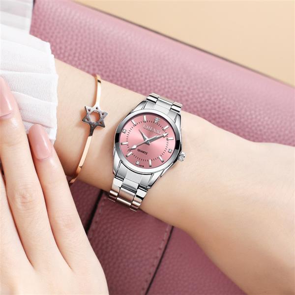 Grote foto casual luxe horloge voor dames waterdicht strass horloge roestvrij stalen armband kleding dames horloges