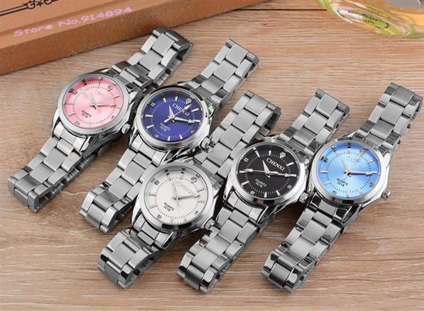 Grote foto casual luxe horloge voor dames waterdicht strass horloge roestvrij stalen armband kleding dames horloges