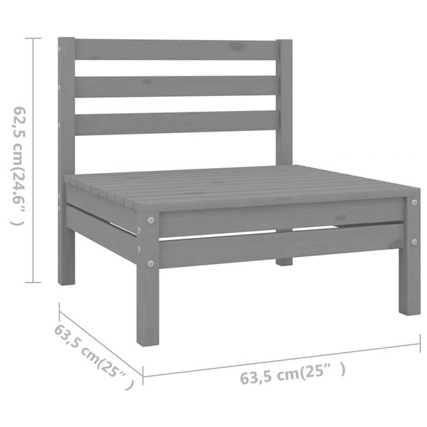 Grote foto vidaxl 8 delige loungeset massief grenenhout grijs tuin en terras tuinmeubelen