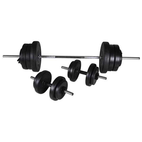 Grote foto vidaxl barbell en dumbbellset 60 5 kg sport en fitness fitness