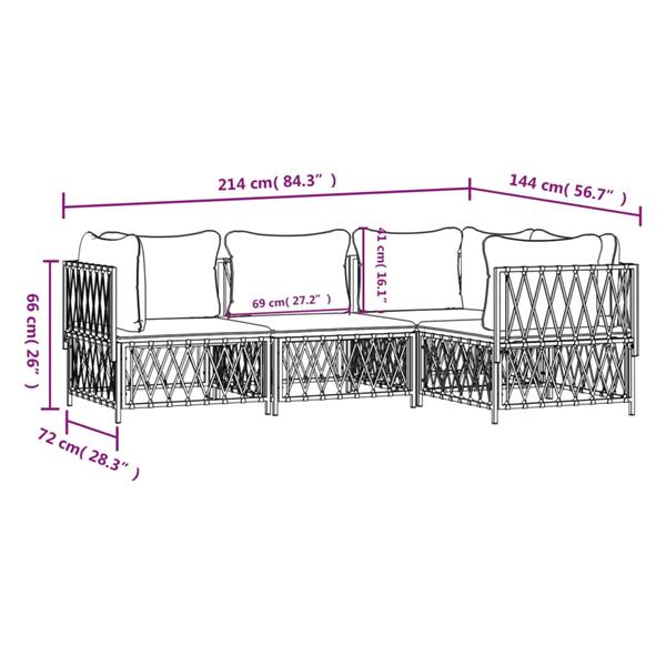 Grote foto vidaxl 4 delige loungeset met kussens staal antracietkleurig tuin en terras tuinmeubelen