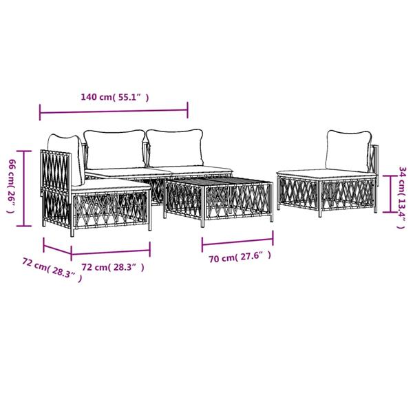 Grote foto vidaxl 5 delige loungeset met kussens staal antracietkleurig tuin en terras tuinmeubelen