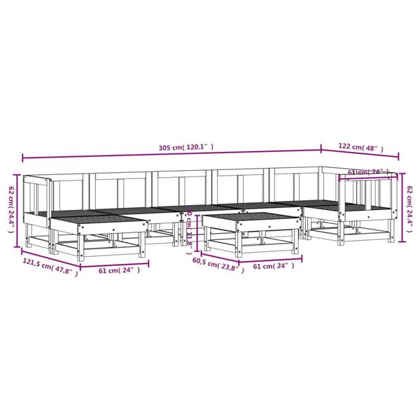 Grote foto vidaxl 8 delige loungeset ge mpregneerd grenenhout tuin en terras tuinmeubelen