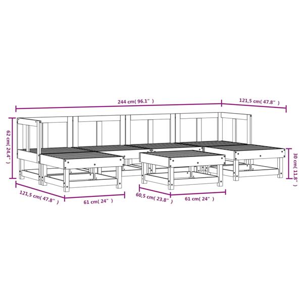 Grote foto vidaxl 7 delige loungeset ge mpregneerd grenenhout tuin en terras tuinmeubelen