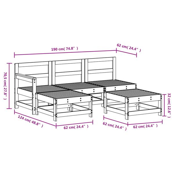 Grote foto vidaxl 5 delige loungeset ge mpregneerd grenenhout tuin en terras tuinmeubelen