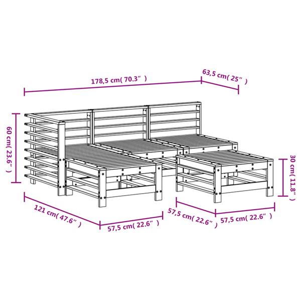 Grote foto vidaxl 5 delige loungeset massief douglashout tuin en terras tuinmeubelen