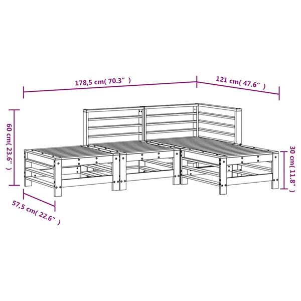 Grote foto vidaxl 4 delige loungeset massief douglashout tuin en terras tuinmeubelen