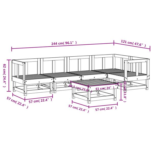 Grote foto vidaxl 6 delige loungeset ge mpregneerd grenenhout tuin en terras tuinmeubelen