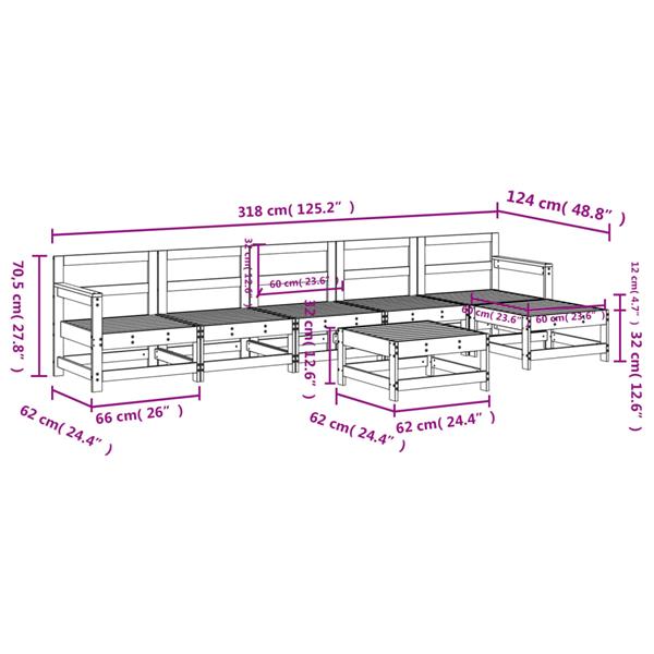 Grote foto vidaxl 7 delige loungeset ge mpregneerd grenenhout tuin en terras tuinmeubelen