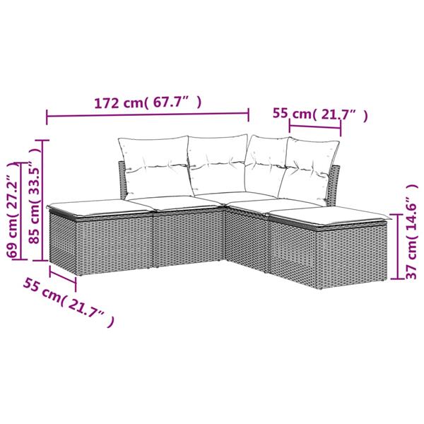 Grote foto vidaxl 5 delige loungeset met kussens poly rattan zwart tuin en terras tuinmeubelen