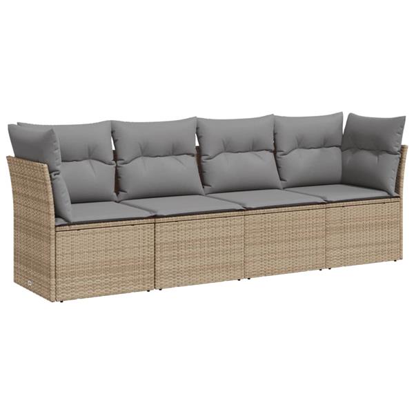 Grote foto vidaxl 4 delige loungeset met kussens poly rattan beige tuin en terras tuinmeubelen