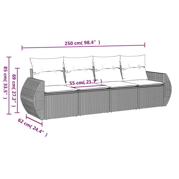 Grote foto vidaxl 4 delige loungeset met kussens poly rattan zwart tuin en terras tuinmeubelen