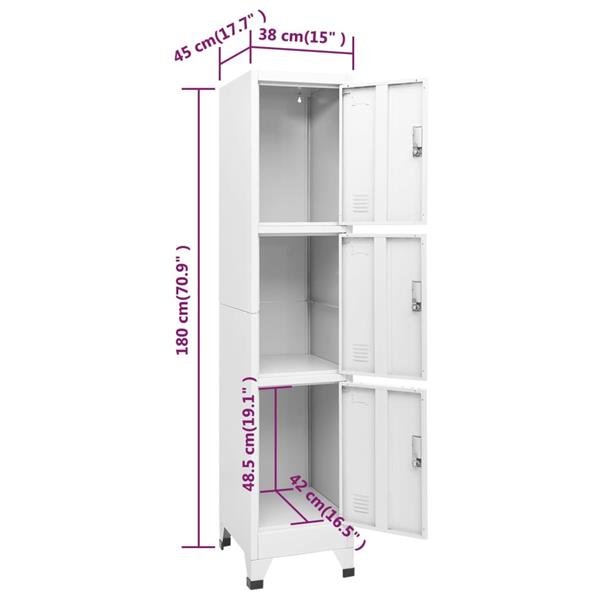 Grote foto vidaxl lockerkast met 3 vakken 38x45x180 cm huis en inrichting overige