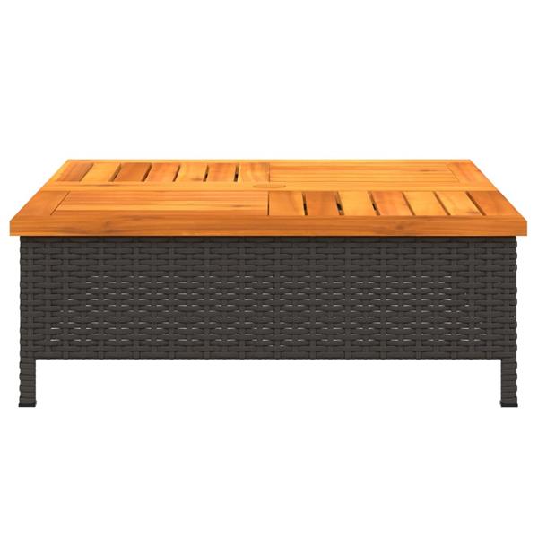 Grote foto vidaxl tuintafel 70x70x25 cm poly rattan en acaciahout zwart tuin en terras tuinmeubelen