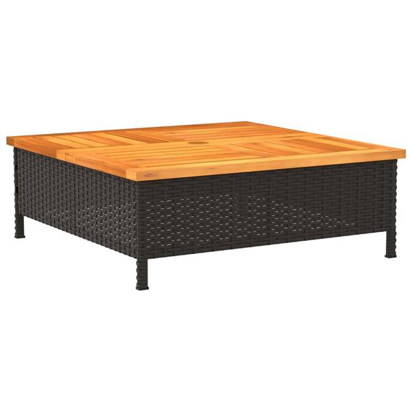 Grote foto vidaxl tuintafel 70x70x25 cm poly rattan en acaciahout zwart tuin en terras tuinmeubelen