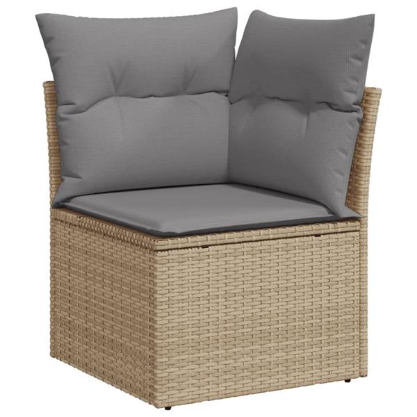 Grote foto vidaxl 4 delige loungeset met kussens poly rattan beige tuin en terras tuinmeubelen