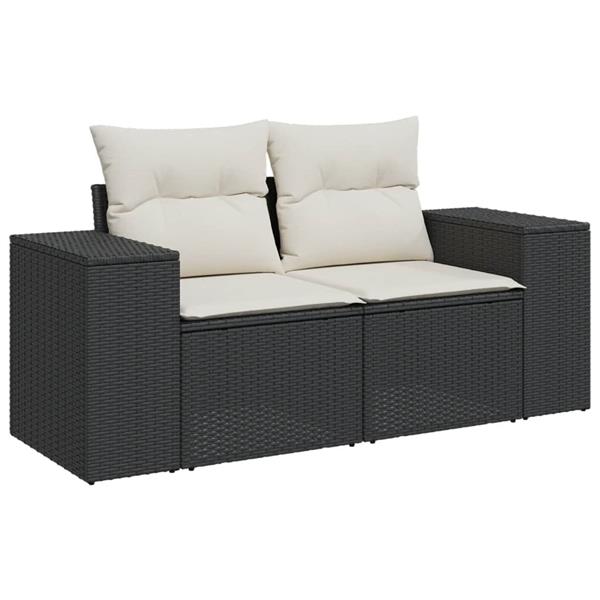 Grote foto vidaxl 4 delige loungeset met kussens poly rattan zwart tuin en terras tuinmeubelen