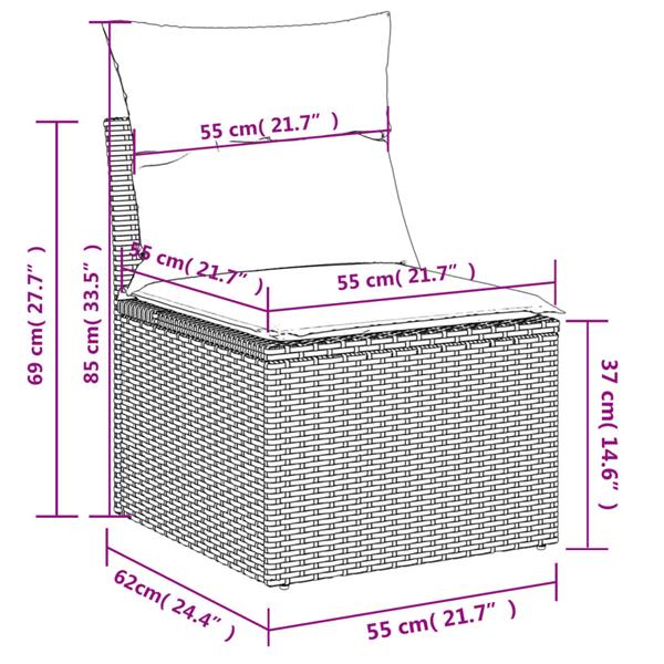 Grote foto vidaxl 4 delige loungeset met kussens poly rattan grijs tuin en terras tuinmeubelen