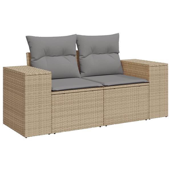 Grote foto vidaxl 4 delige loungeset met kussens poly rattan beige tuin en terras tuinmeubelen