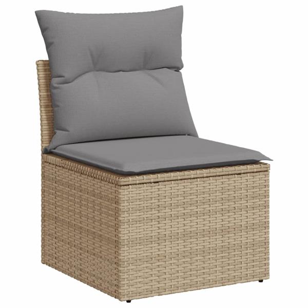 Grote foto vidaxl 3 delige loungeset met kussens poly rattan beige tuin en terras tuinmeubelen