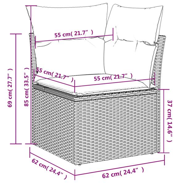 Grote foto vidaxl 4 delige loungeset met kussens poly rattan grijs tuin en terras tuinmeubelen