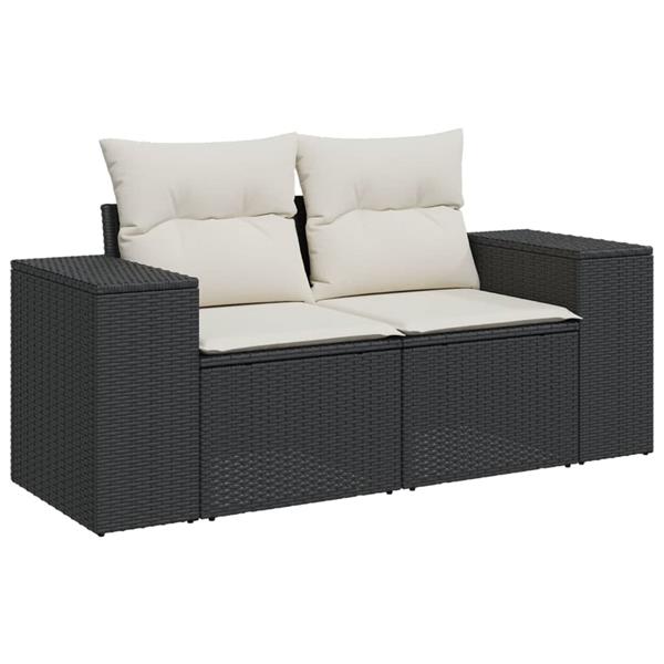 Grote foto vidaxl 3 delige loungeset met kussens poly rattan zwart tuin en terras tuinmeubelen