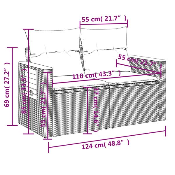 Grote foto vidaxl 5 delige loungeset met kussens poly rattan zwart tuin en terras tuinmeubelen